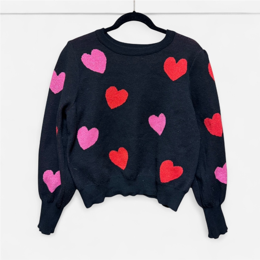 Nanette Lepore Black Sweater with Pink and Red Heart